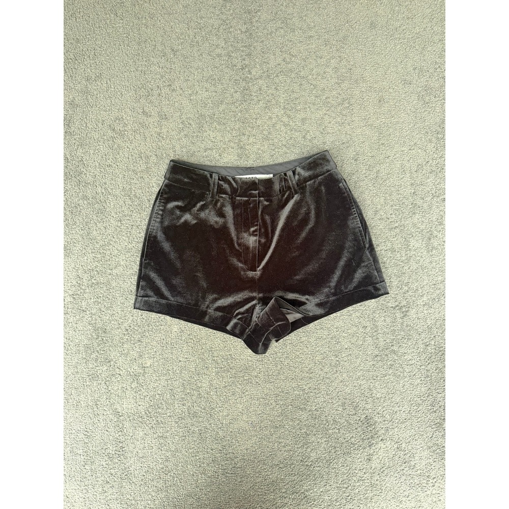 ASTR The Label Black Velvet High Waisted Shorts ACP7343V Women's Size Medium